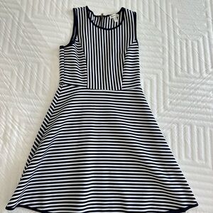Monteau Girls Navy and White Striped Dress